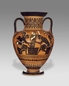 Anfora attica a figure nere con Aiace e Achille, c.510 a.C. (terracotta)